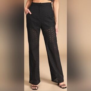 Women's Black Eyelet Pants With Pockets From Lulus Size Small Boho Crochet